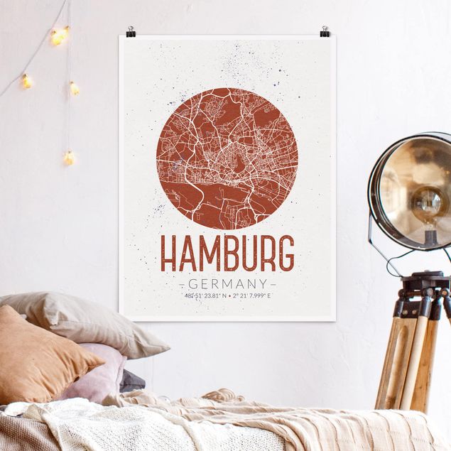 Decoración cocina Hamburg City Map - Retro
