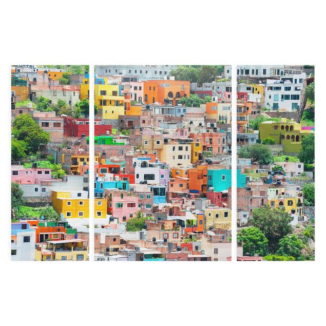 Cuadros multicolor Coloured Houses Front Guanajuato