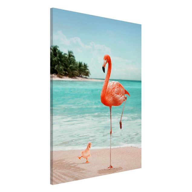 Cuadros de paisajes naturales  Beach With Flamingo