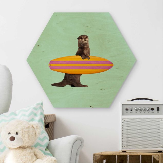 Decoración habitacion bebé Otter With Surfboard