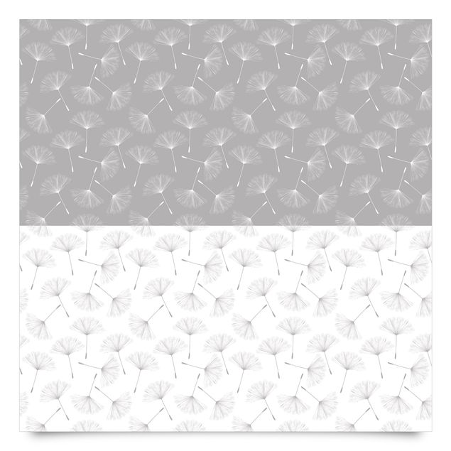 Láminas de vinilo Dandelion Pattern Set In Agate Grey And Polar White
