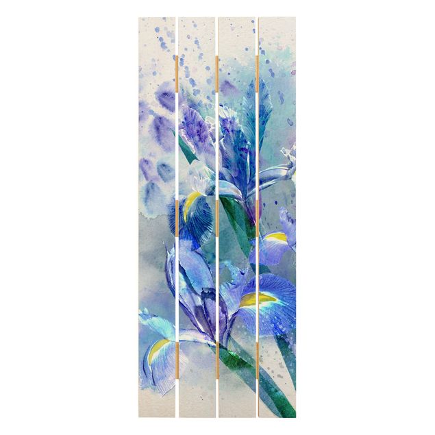 cuadros de madera decorativos Watercolour Flowers Iris