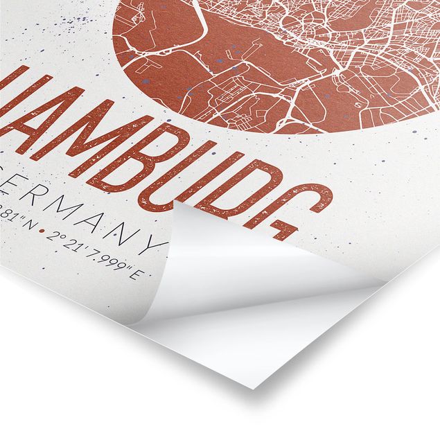 Cuadros decorativos Hamburg City Map - Retro