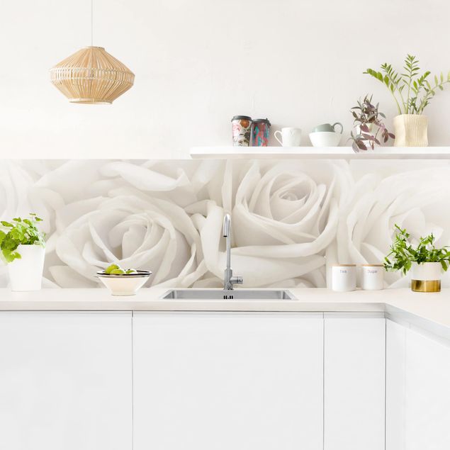 Salpicadero cocina adhesivo flores White Roses