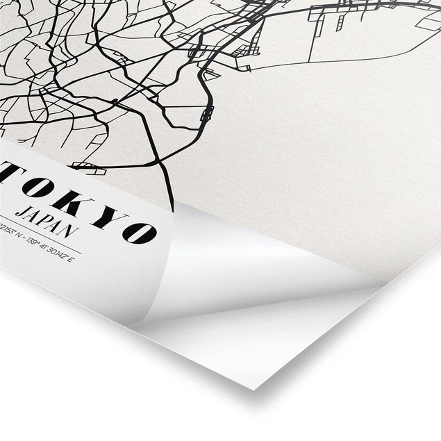Cuadros a blanco y negro Tokyo City Map - Classic