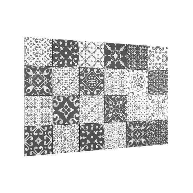 Paneles de vidrio para cocinas Tile Pattern Mix Gray White