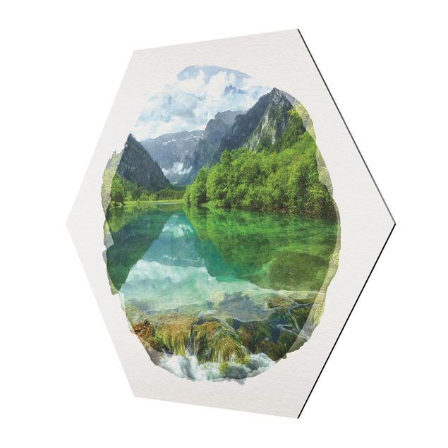Cuadros modernos WaterColours - Mountain Lake With Mirroring