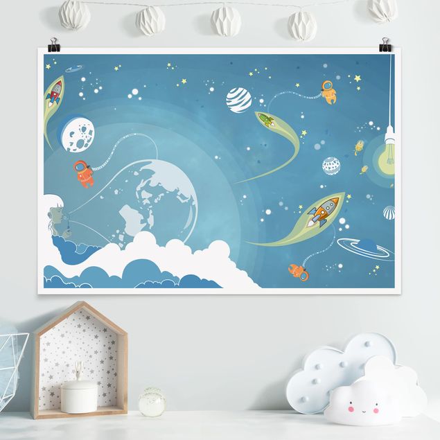 Decoración infantil pared No.MW16 Colourful Hustle And Bustle In Space