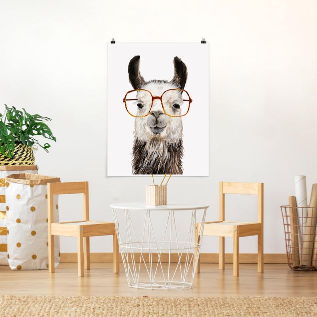 Póster animales Hip Lama With Glasses IV