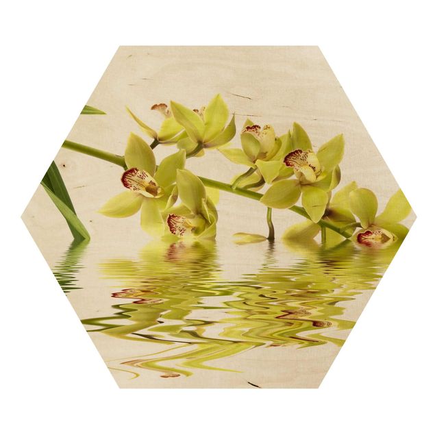 Hexagon Bild Holz - Elegant Orchid Waters