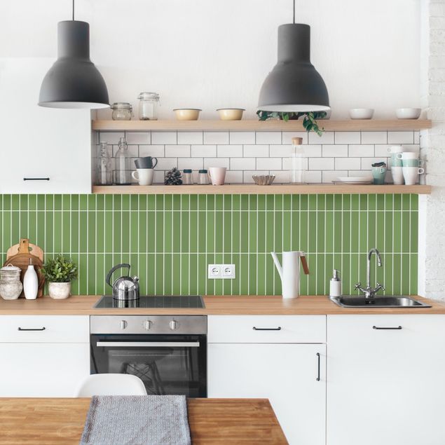 Salpicadero cocina adhesivo efecto teja Subway Tiles - Green