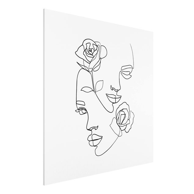 Estilos artísticos Line Art Faces Women Roses Black And White