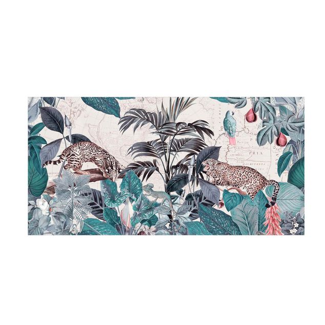 Alfombra bosque Vintage Collage -  Big Cats In The Jungle