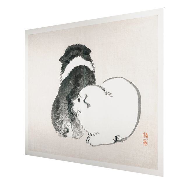 Cuadro retro Asian Vintage Drawing Black And White Pooch