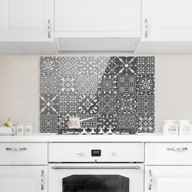Panel antisalpicaduras cocina patrones Pattern Tiles Dark Gray White
