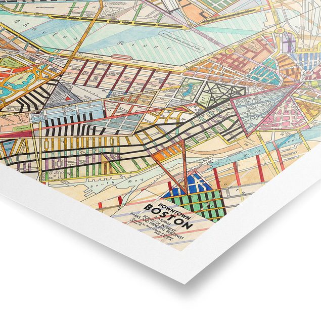 Cuadros multicolor Modern Map Of Boston