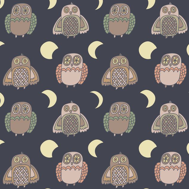 Vinilos para muebles Night Owl Pattern With Moon Phases