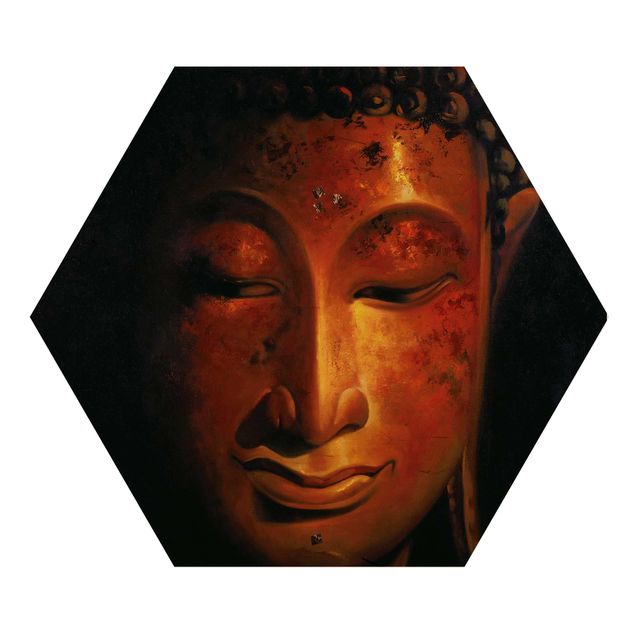 Hexagon Bild Holz - Madras Buddha