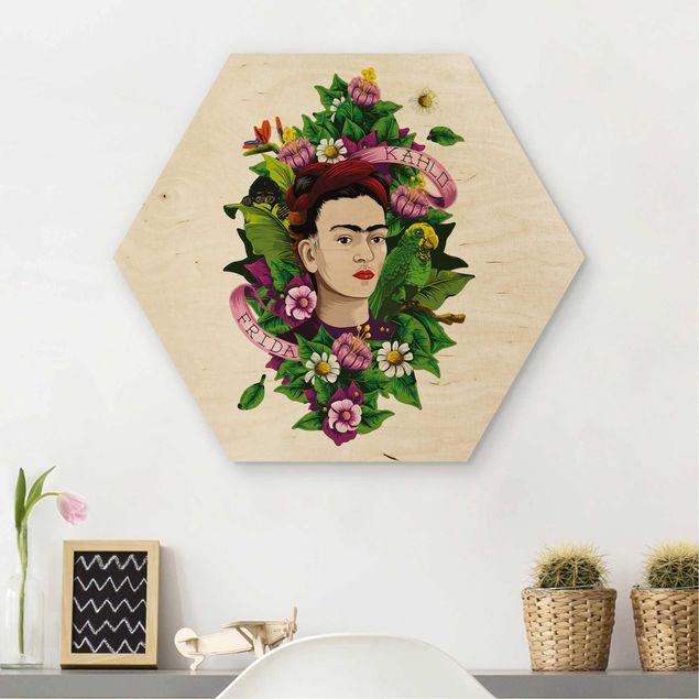 Decoración de cocinas Frida Kahlo - Frida, Monkey And Parrot