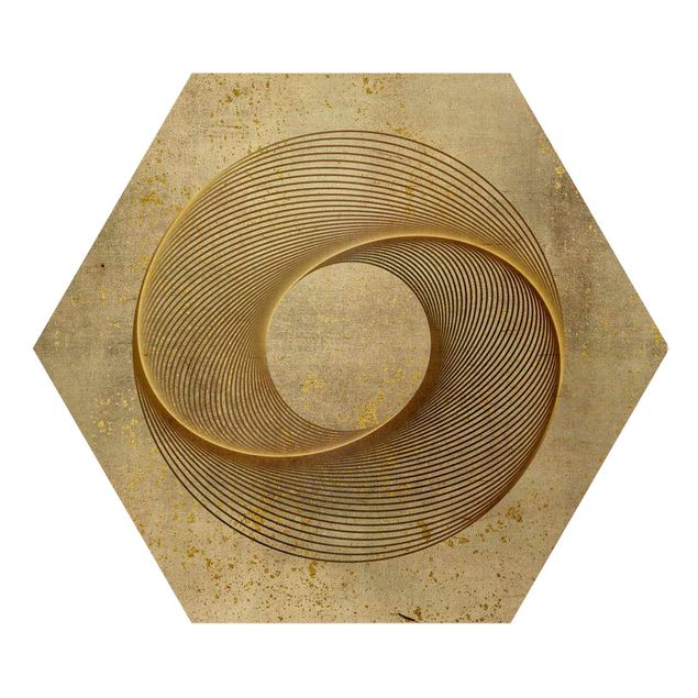 Cuadros Haase Line Art Circle Spiral Gold