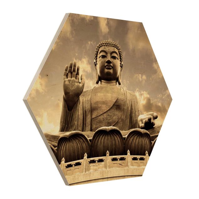 cuadro hexagonal Big Buddha Sepia
