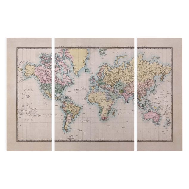 Cuadros modernos Vintage World Map Around 1850