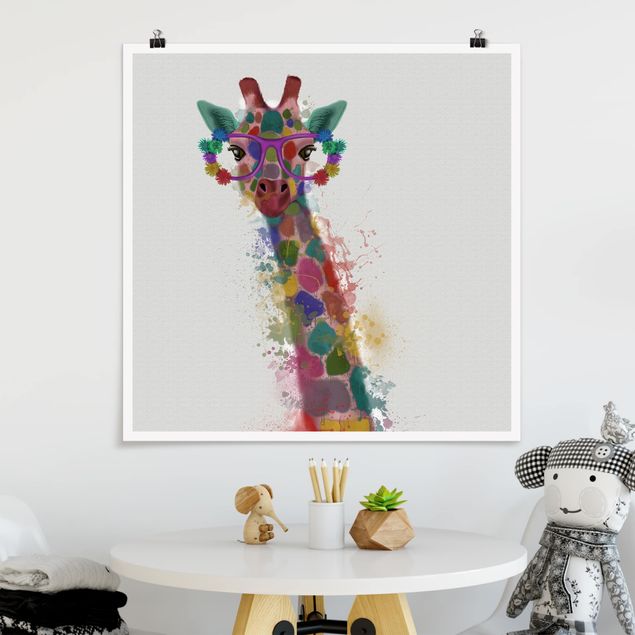 Cuadros jirafas Rainbow Splash Giraffe