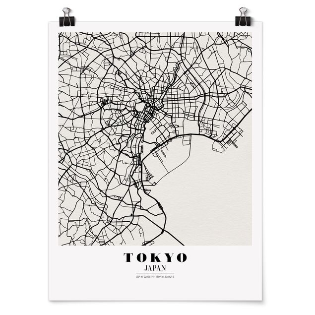 Pósters ciudades Tokyo City Map - Classic