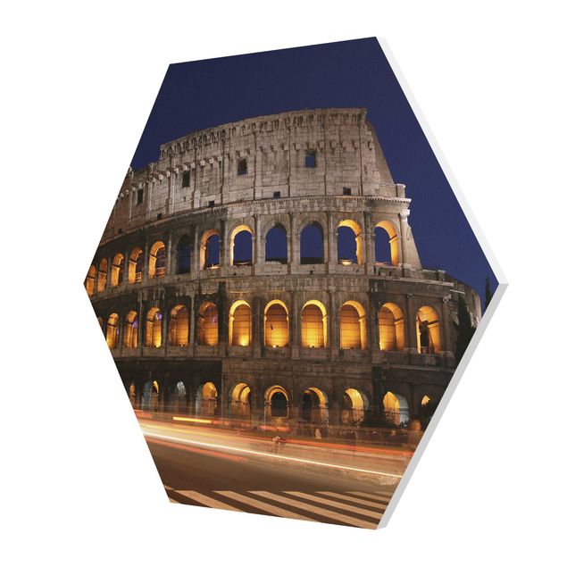 Cuadros hexagonales Colosseum in Rome at night
