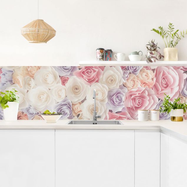 Salpicaderos cocina flores Pastel Paper Art Roses