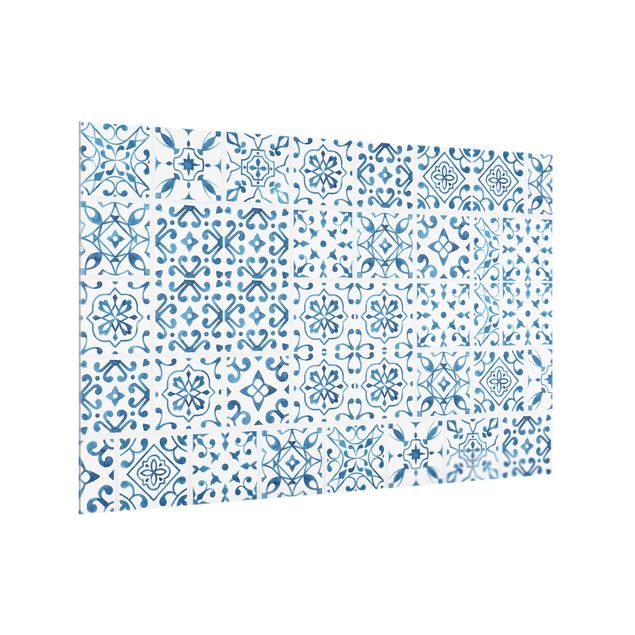Salpicadero cocina cristal Tile pattern Blue White
