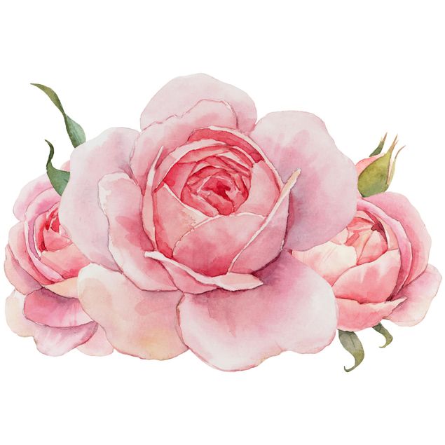 Vinilo plantas Watercolour Pink Rose XXL