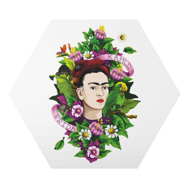 Cuadros de flores Frida Kahlo - Frida, Monkey And Parrot