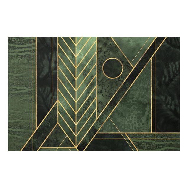panel-antisalpicaduras-cocina Geometric Shapes Emerald Gold