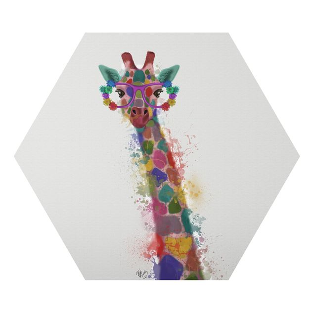Cuadro multicolor Rainbow Splash Giraffe