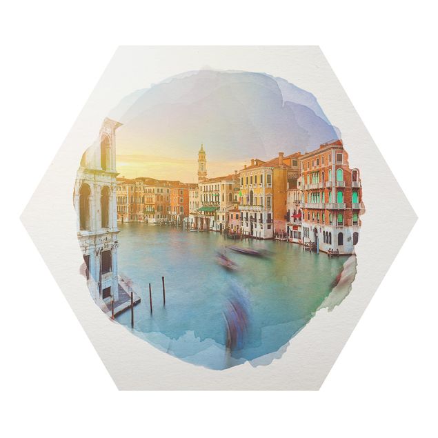 Cuadros decorativos modernos WaterColours - Grand Canal View From The Rialto Bridge Venice