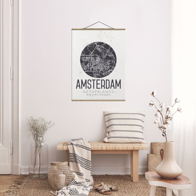 Cuadros ciudades Amsterdam City Map - Retro