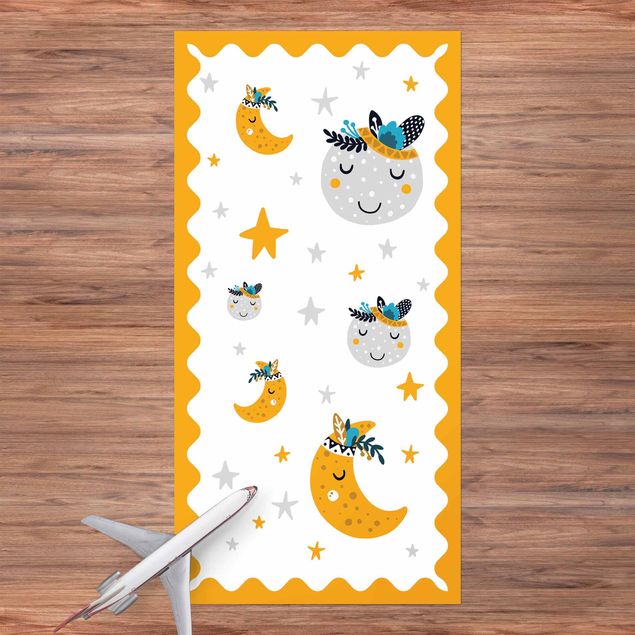 alfombra de terraza Sleaping Friends Moon And Stars With Frame