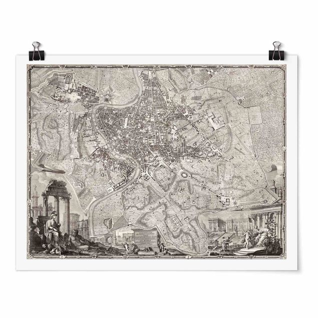 Póster mapamundi grande Vintage Map Rome