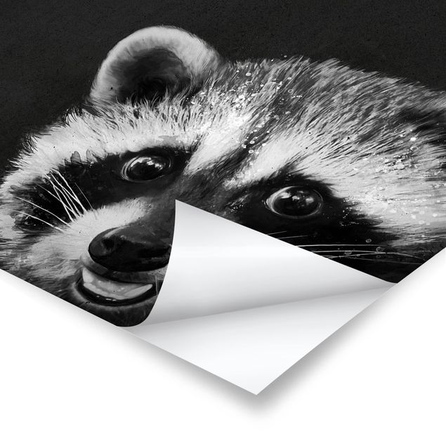 Cuadros en blanco y negro Illustration Racoon Black And White Painting