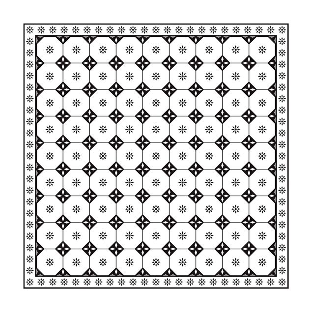 Alfombras blanco y negro Geometrical Tiles Cottage Black And White With Border