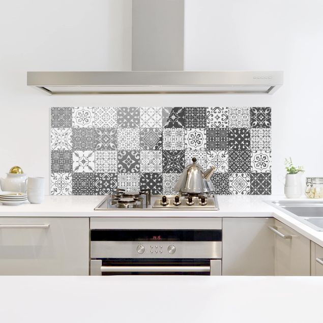 Panel antisalpicaduras cocina patrones Tile Pattern Mix Gray White