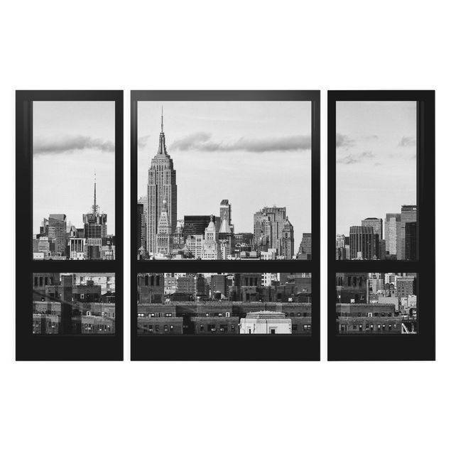 Lienzos en blanco y negro Windows Overlooking New York Skyline Black And White
