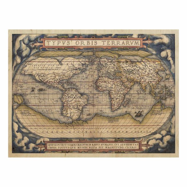 Cuadros vintage madera Historic World Map Typus Orbis Terrarum