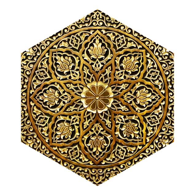 Papel pintado tonos marrones Noble Mandala In Wood Look