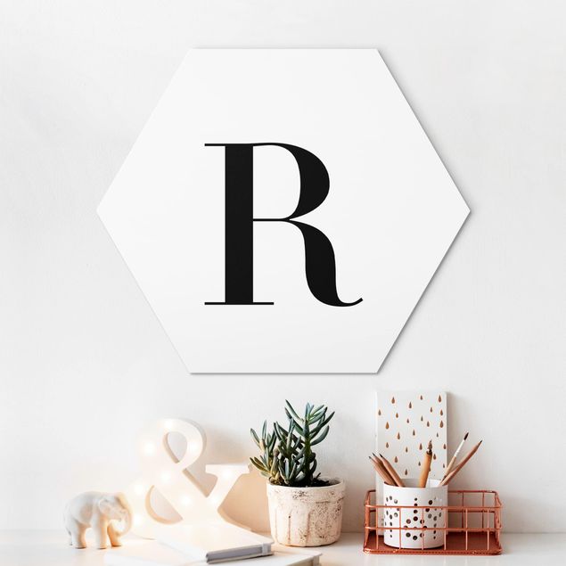 Cuadros con letras Letter Serif White R