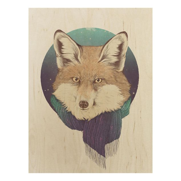 Cuadros Illustration Fox Moon Purple Turquoise
