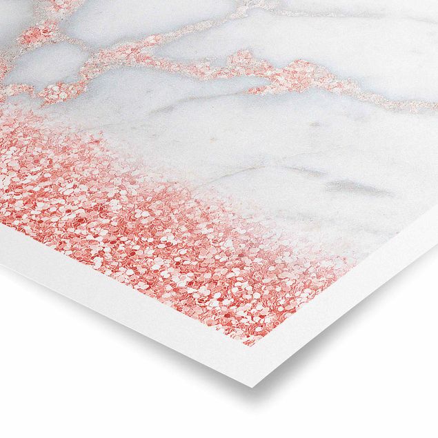 Cuadros grises Marble Look With Pink Confetti