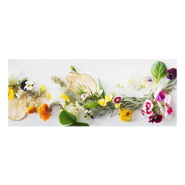 Paneles de vidrio para cocinas Fresh Herbs With Edible Flowers