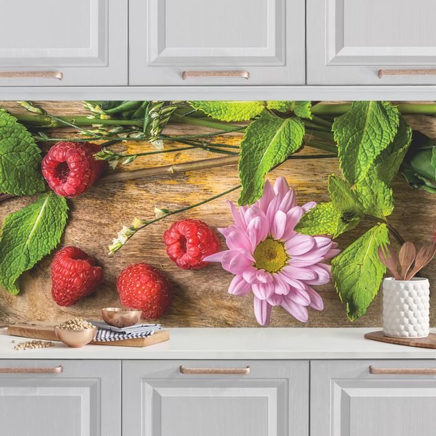 Decoración de cocinas Flowers Raspberries Mint